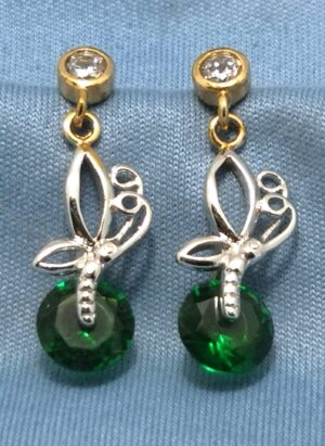 Aretes Oro Laminado Circonia Verde Aretes Oro Laminado Circonia Verde